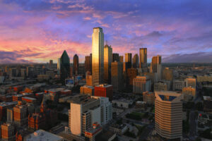 Dallas downtown view shot from reunion tower