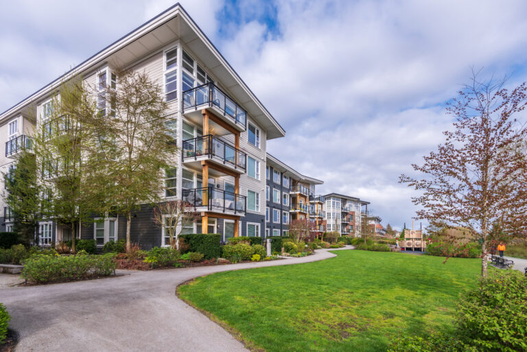 Modern apartment buildings in Vancouver, British Columbia, Canada.