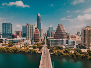 Texas Capitol in Austin over Congress Bridge