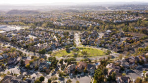 Sunny daytime view of a neighborhood in Ladera Ranch, California, USA.
