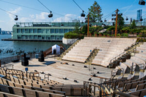 Amphitheatre at the Little Island at Pier 55 along the Hudson River in New York City, NY, USA. September 1, 2021