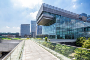 Empty road at building exterior