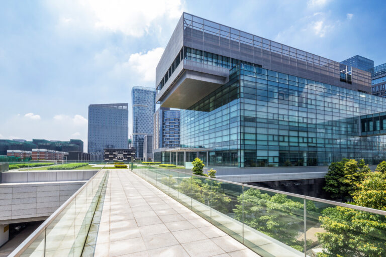 Empty road at building exterior
