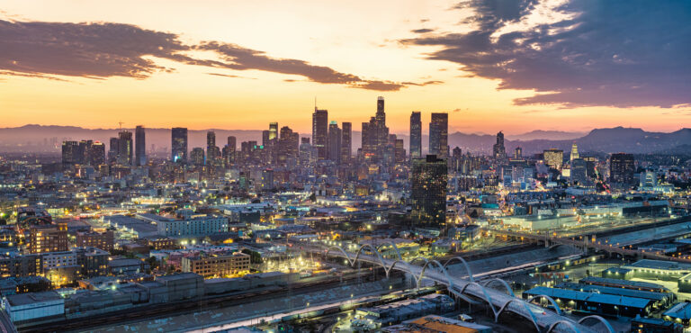 Los Angeles California Downtown Drone Aerial Skyline