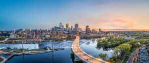 Minneapolis, Minnesota, USA Downtown Skyline at Dusk
