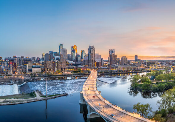 Minneapolis, Minnesota, USA Downtown Skyline at Dusk
