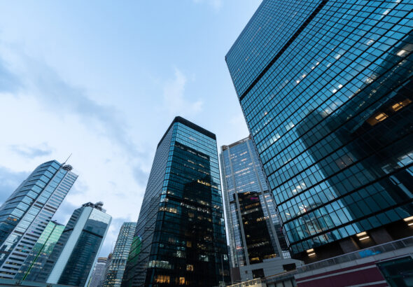 modern office building in hong kong china